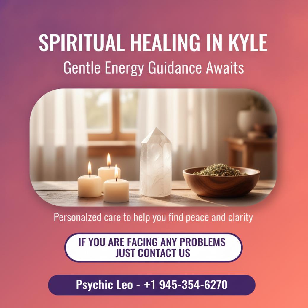 spiritual healer workspace with crystals and candles in Kyle TX