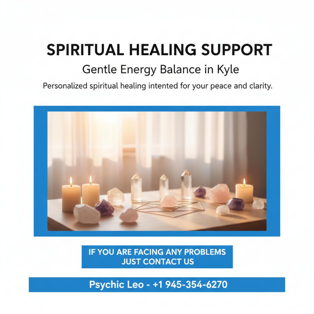Spiritual healing setup with candles crystals peaceful light Kyle TX
