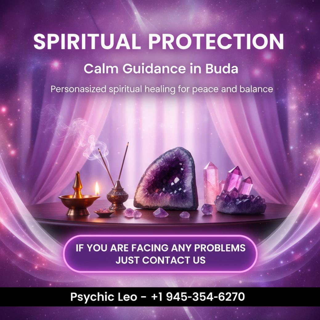 Spiritual protection altar setup with incense and crystals in Buda, TX