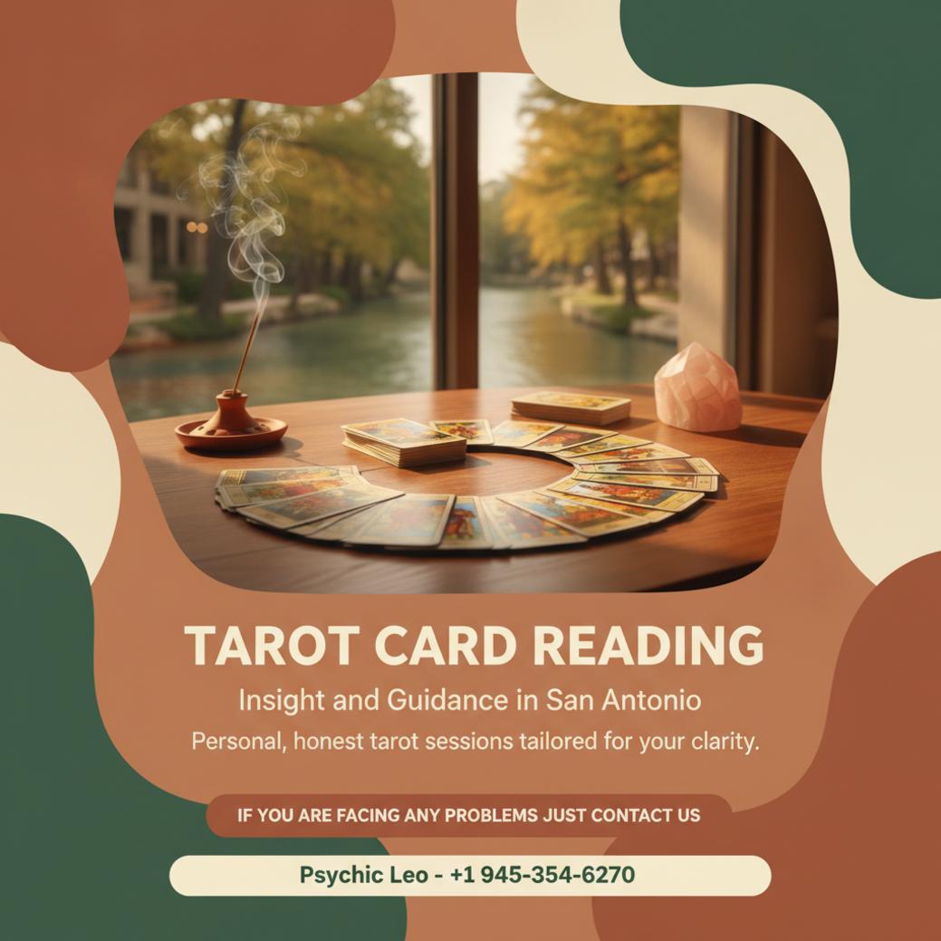 tarot card reading setup with crystals and incense in san antonio