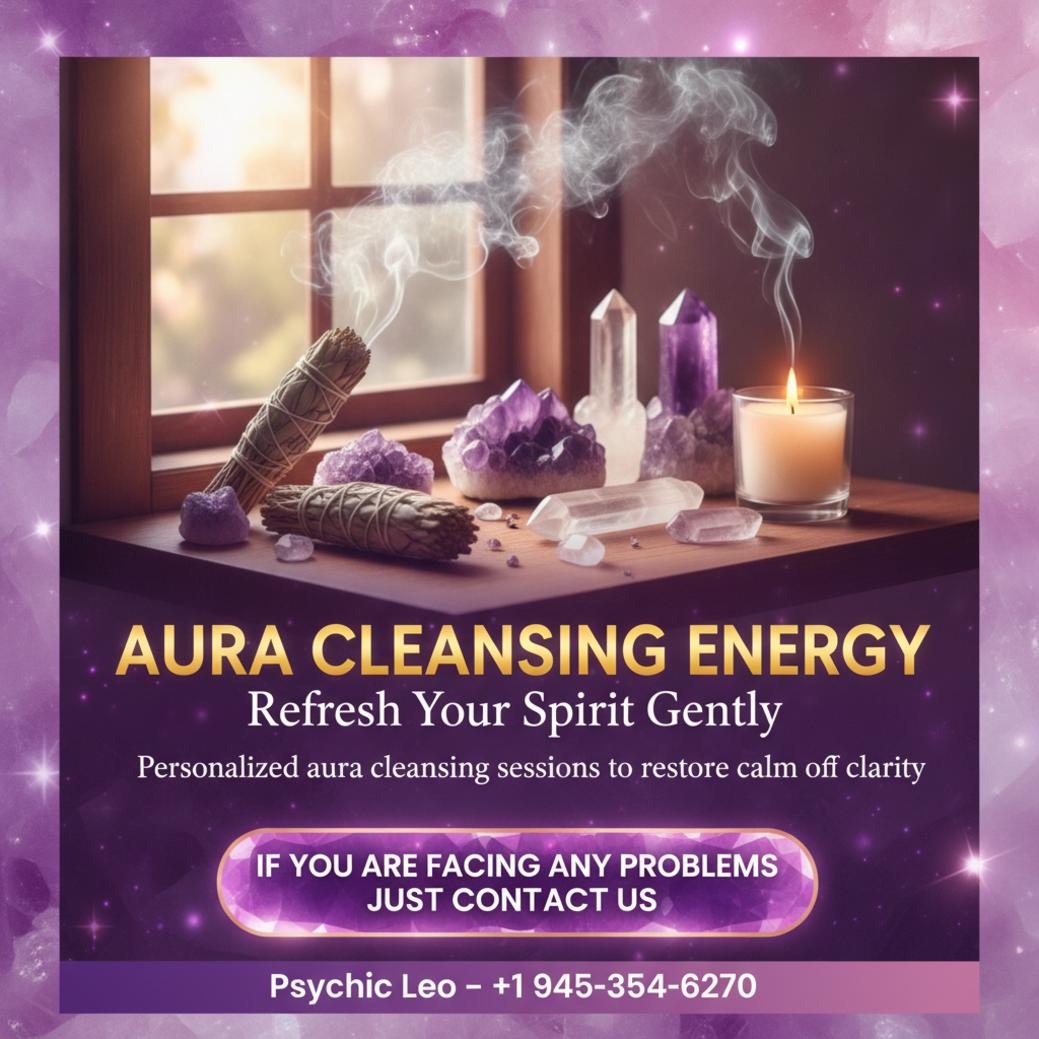 peaceful aura cleansing setup with sage and crystals in San Marcos