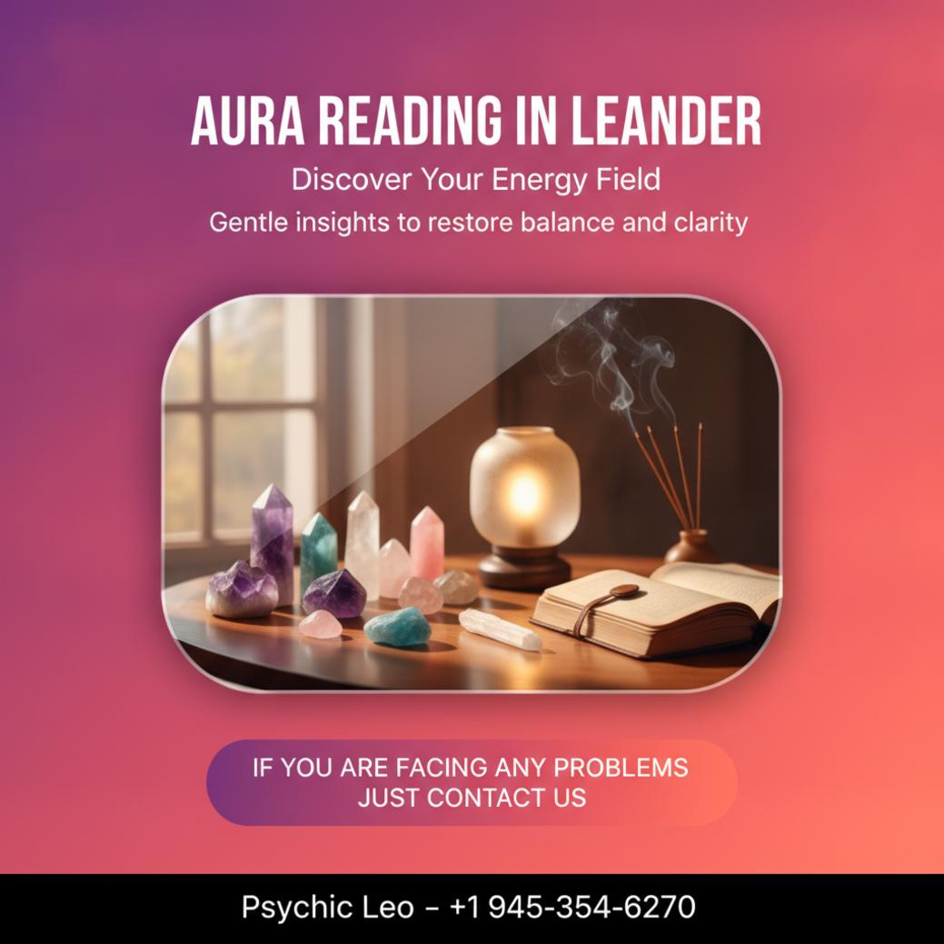 Aura reading setup with crystals and soft lighting in Leander TX
