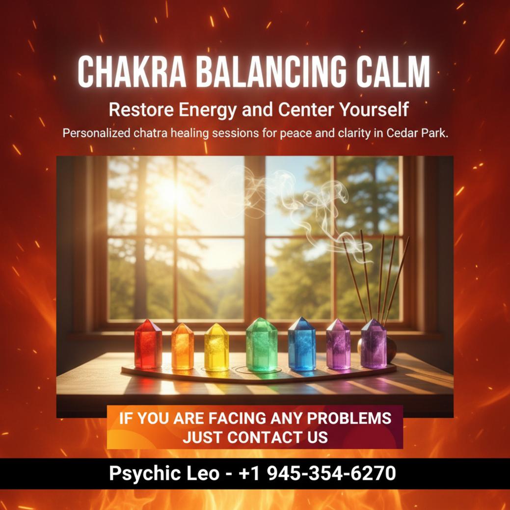 peaceful cedar park chakra balancing space with crystals and incense