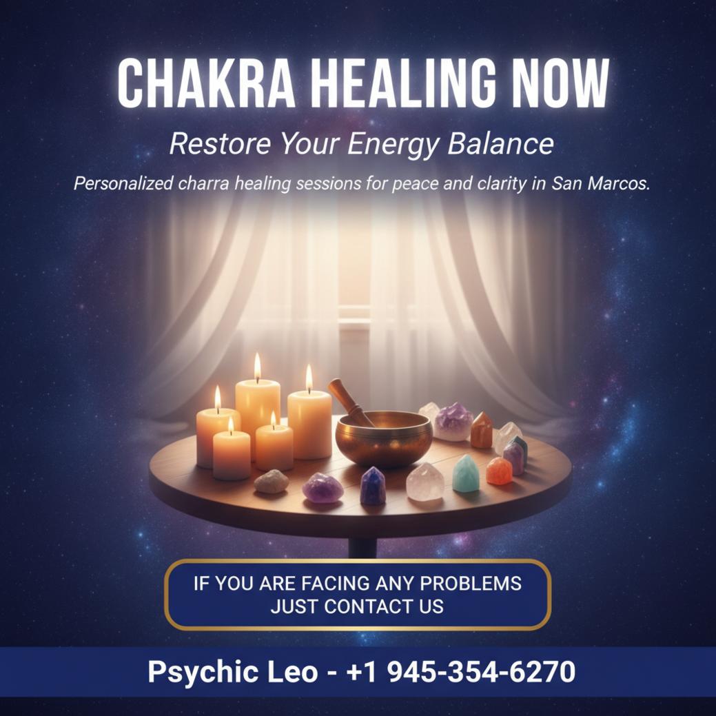 Calm chakra healing setup with crystals and candles in San Marcos