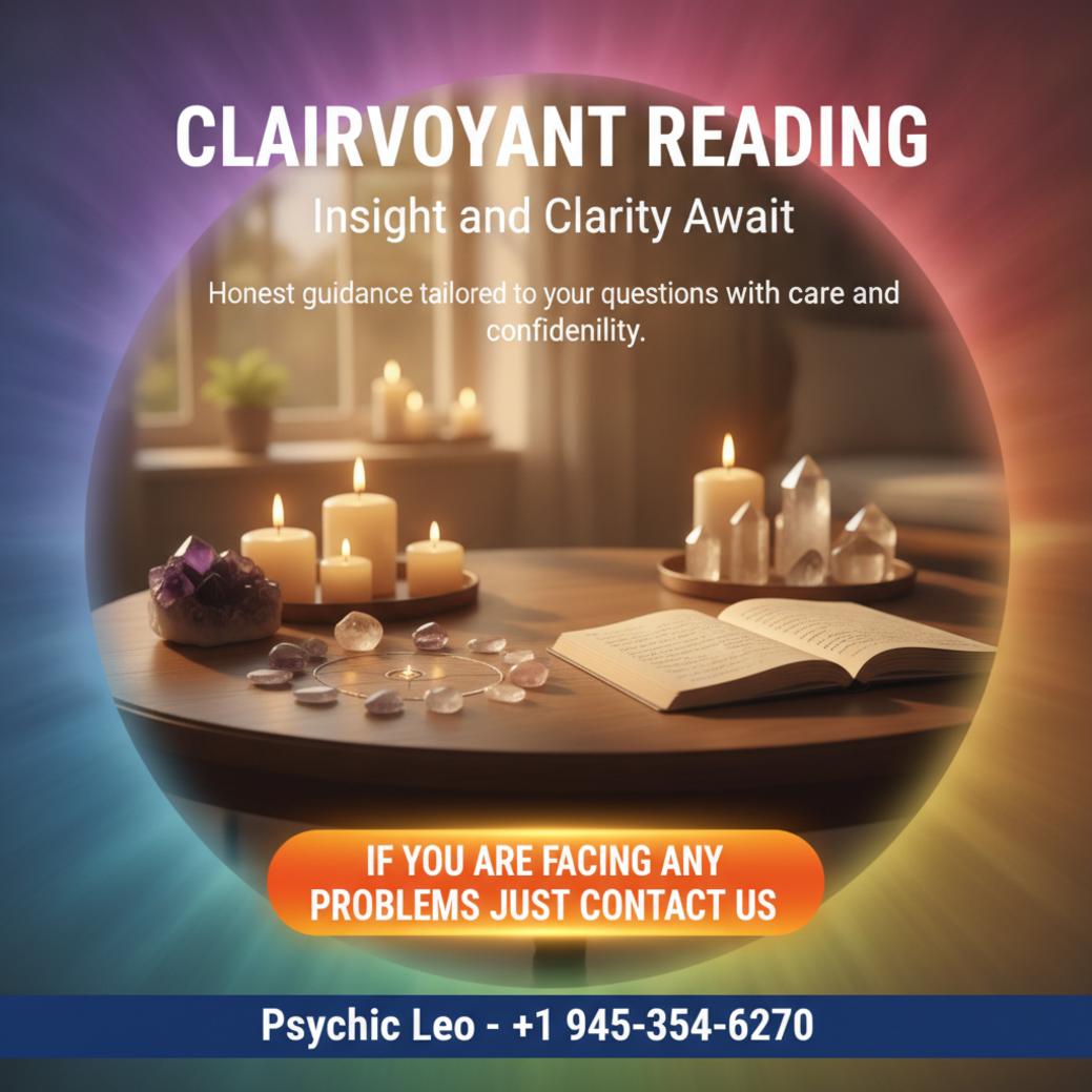 Clairvoyant reading setup with candles and crystals in San Antonio room