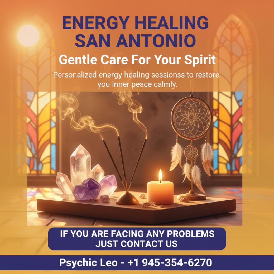 energy healing session scene with warm light and crystals San Antonio