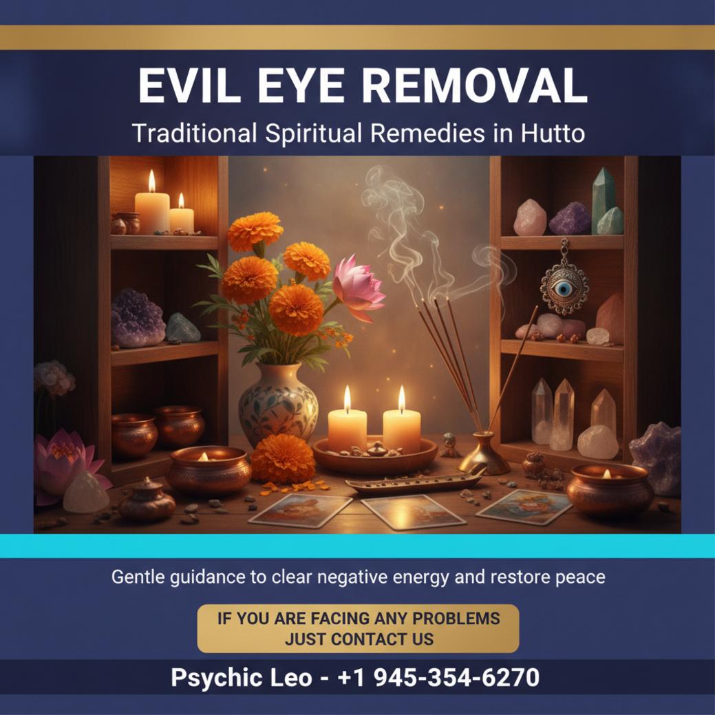 Evil eye removal altar with candles and spiritual tools in Hutto TX