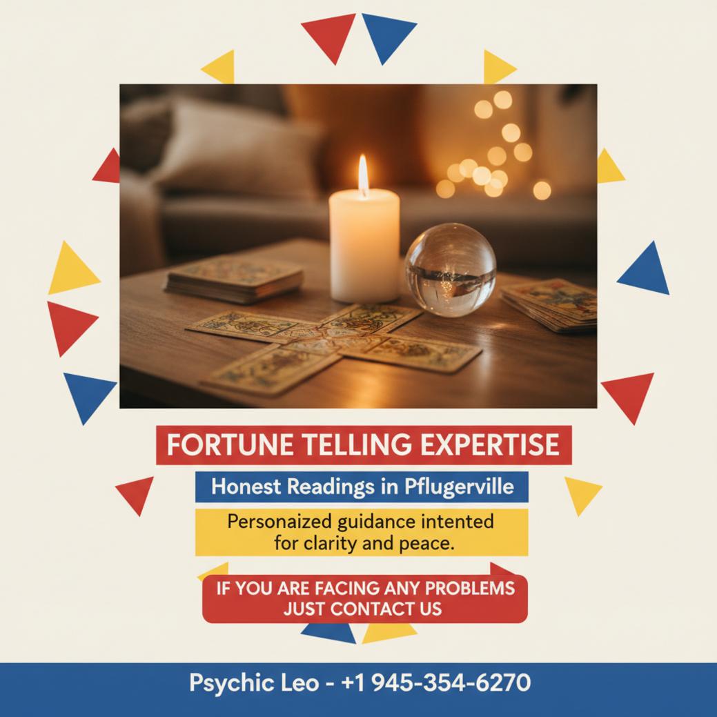 Fortune telling tools on wooden table in Pflugerville, TX setting