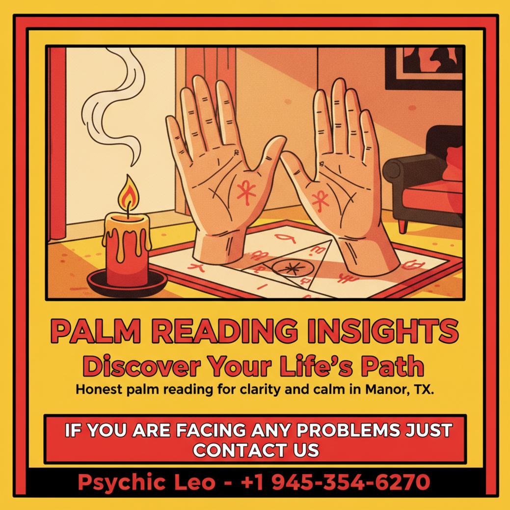 Calm palm reading session with chart and candle in Manor TX