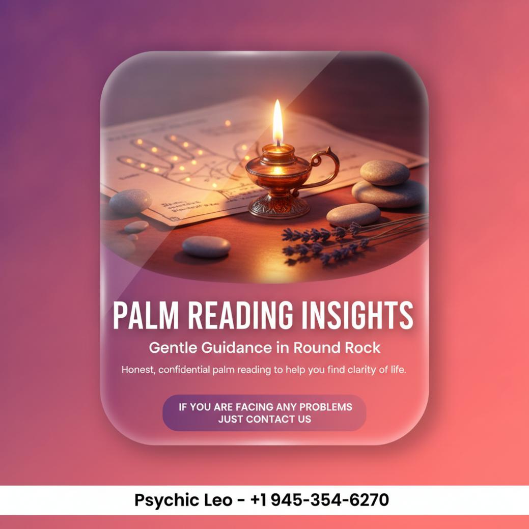 palm reading session setup with chart and lamp in Round Rock