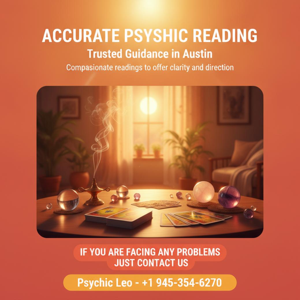 psychic reading setup with tarot cards and crystals in Austin Texas