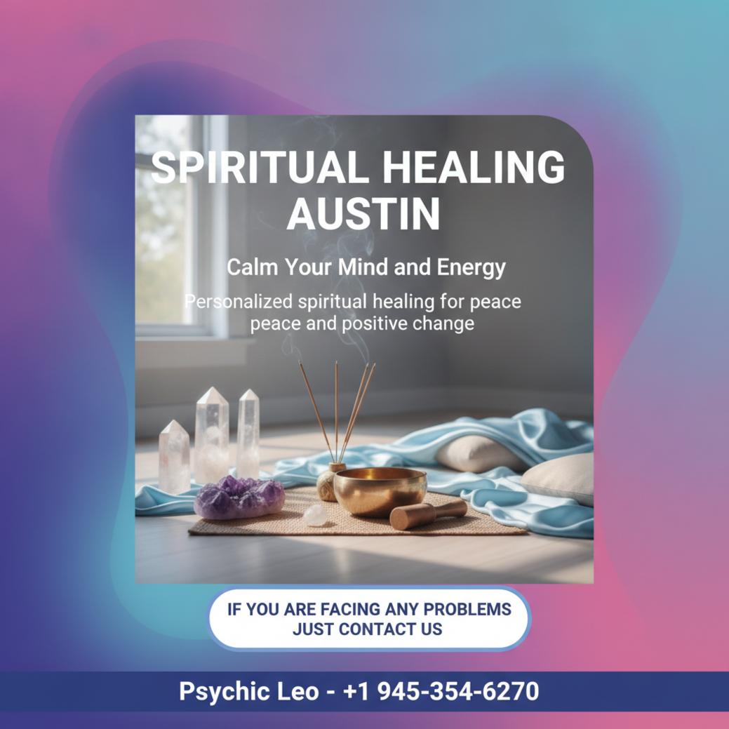 Spiritual healing meditation space with crystals and incense in Austin