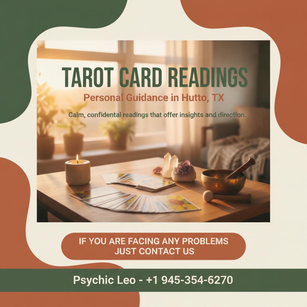 tarot card reading session setup with cards and candle in Hutto Texas