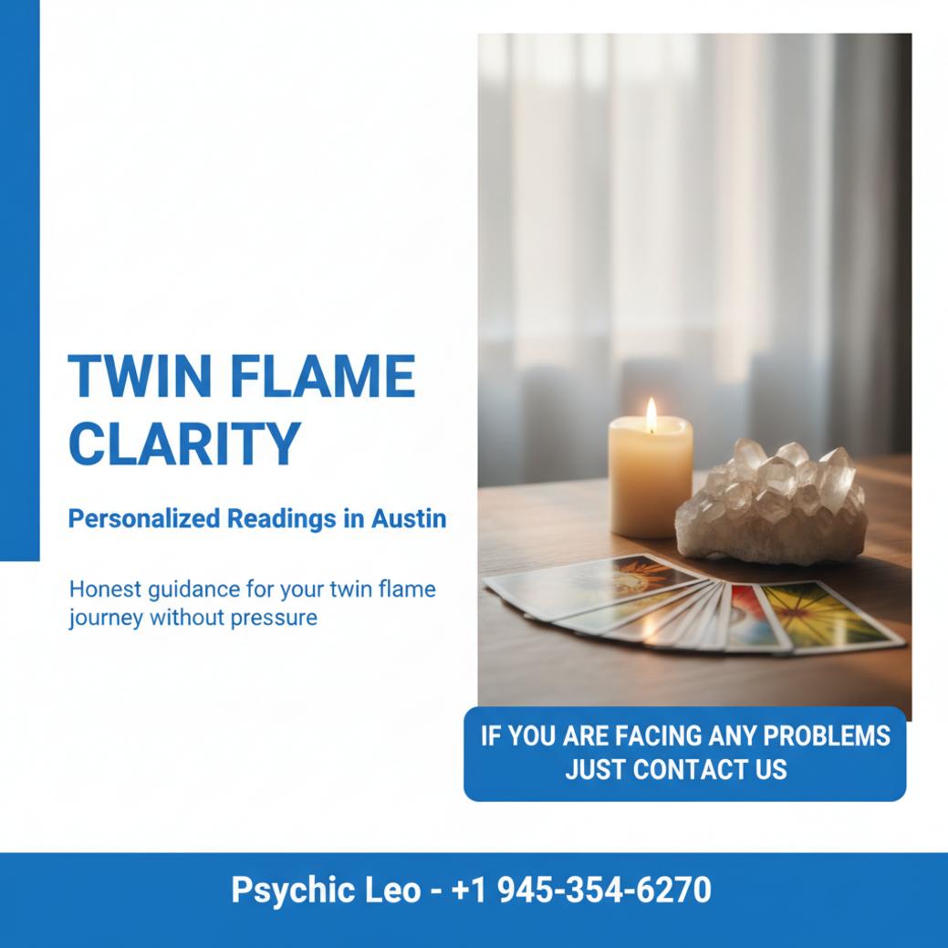 twin flame reading setup with candle and tarot cards in Austin TX