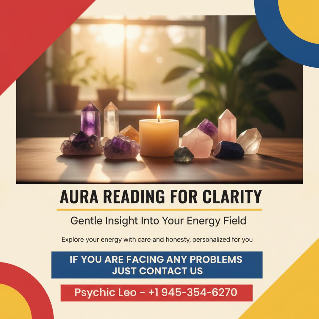 Aura reading session setup with crystals and candle in Buda Texas