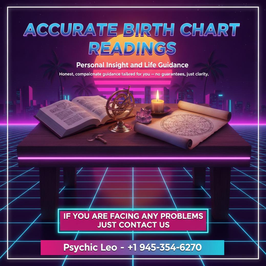 Birth chart reading materials on wooden table in Bee Cave room