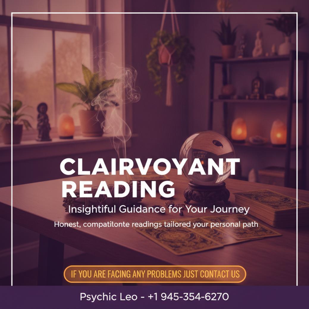 Clairvoyant reading table setup with tarot and crystal in Austin, TX