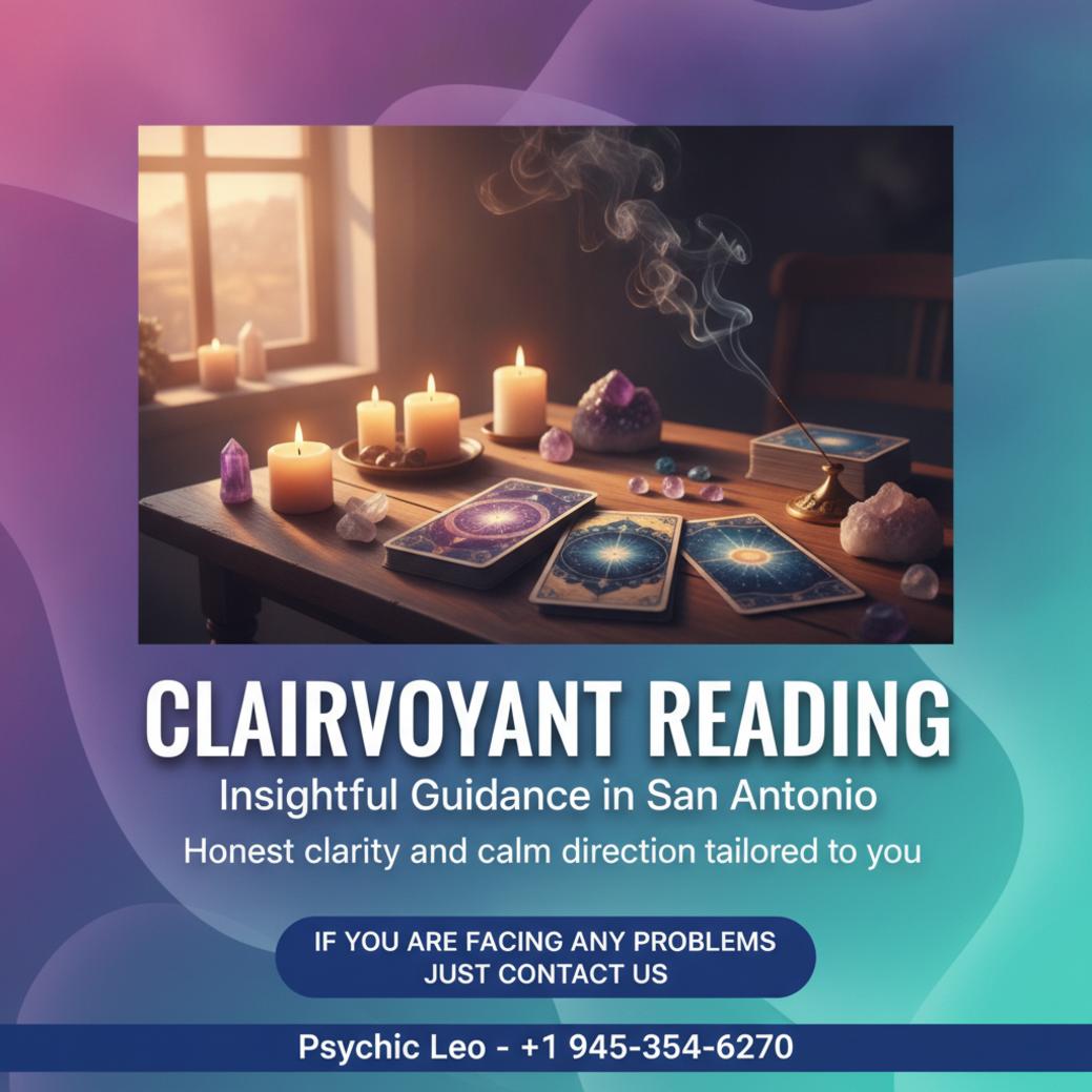 Clairvoyant reading setup with tarot and crystals in San Antonio