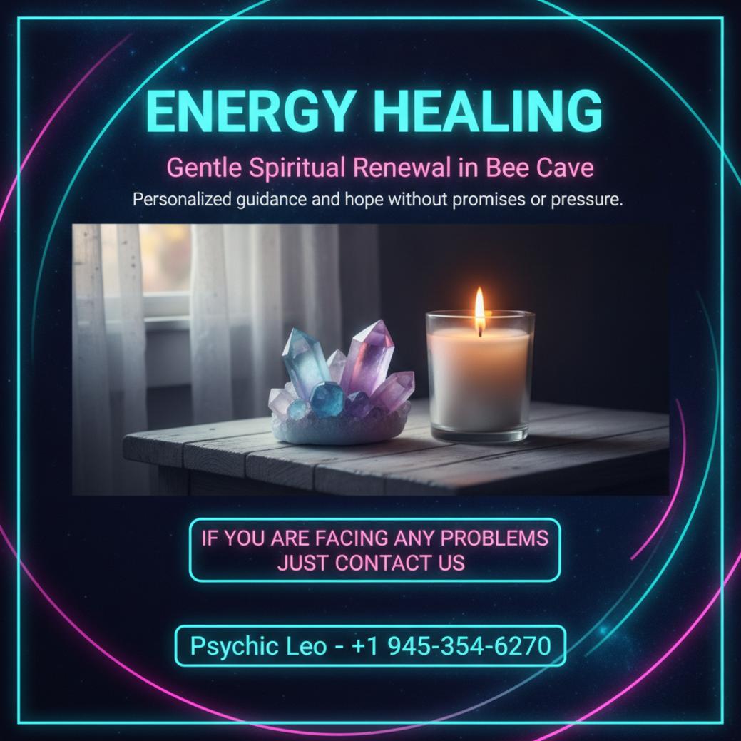 Energy healing setup with candle and crystals in Bee Cave, TX
