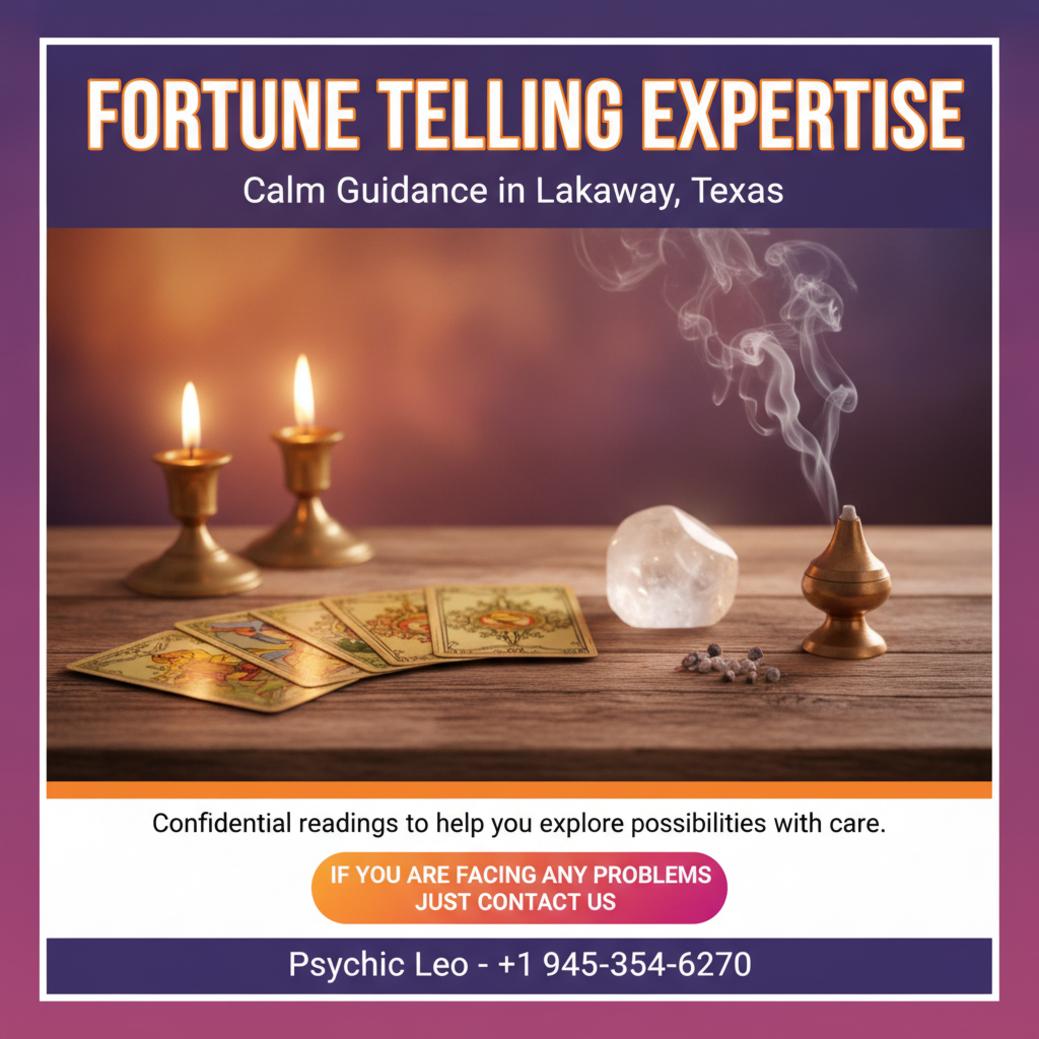 Fortune telling setup with tarot cards and crystals in Lakeway, TX
