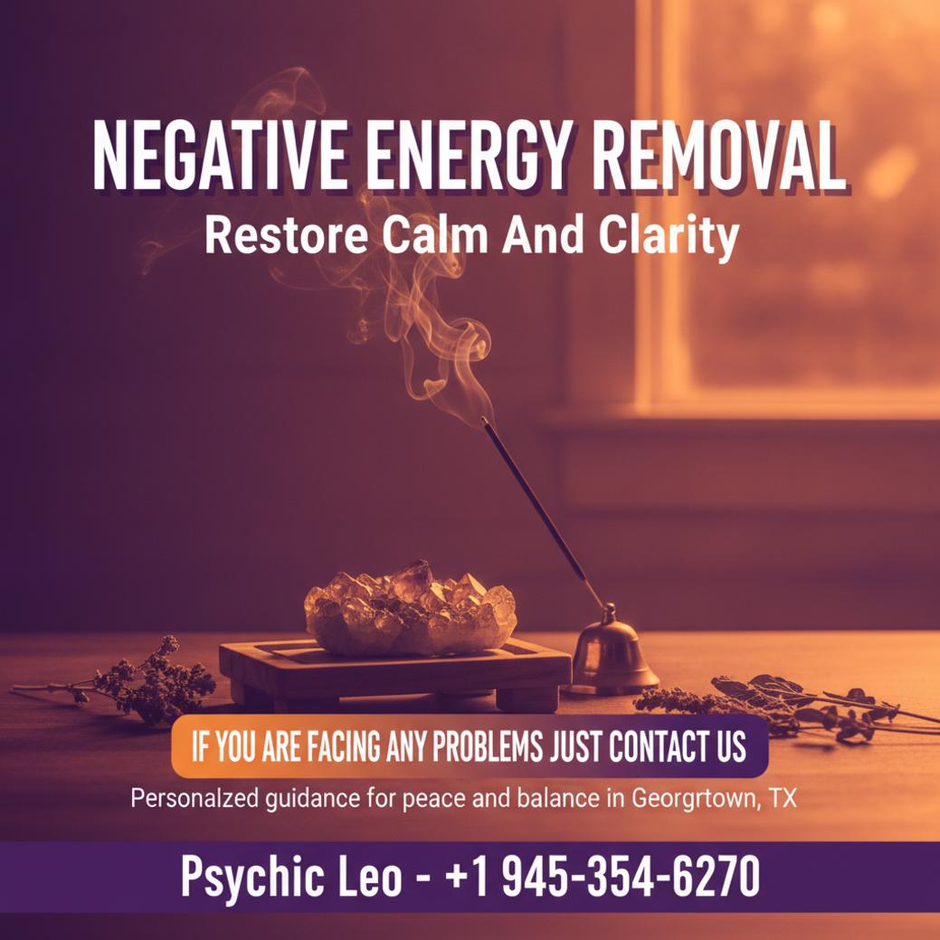 Calm spiritual practice scene for negative energy removal in Georgetown Texas