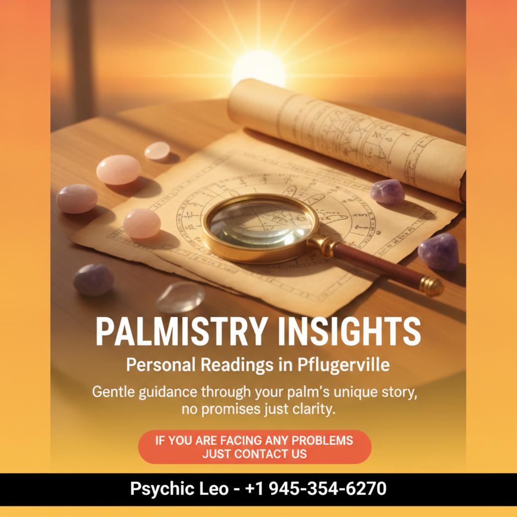 How Palmistry Helps You Find Clarity in Pflugerville, TX close-up of palmistry chart and stones on wooden table in Pflugerville