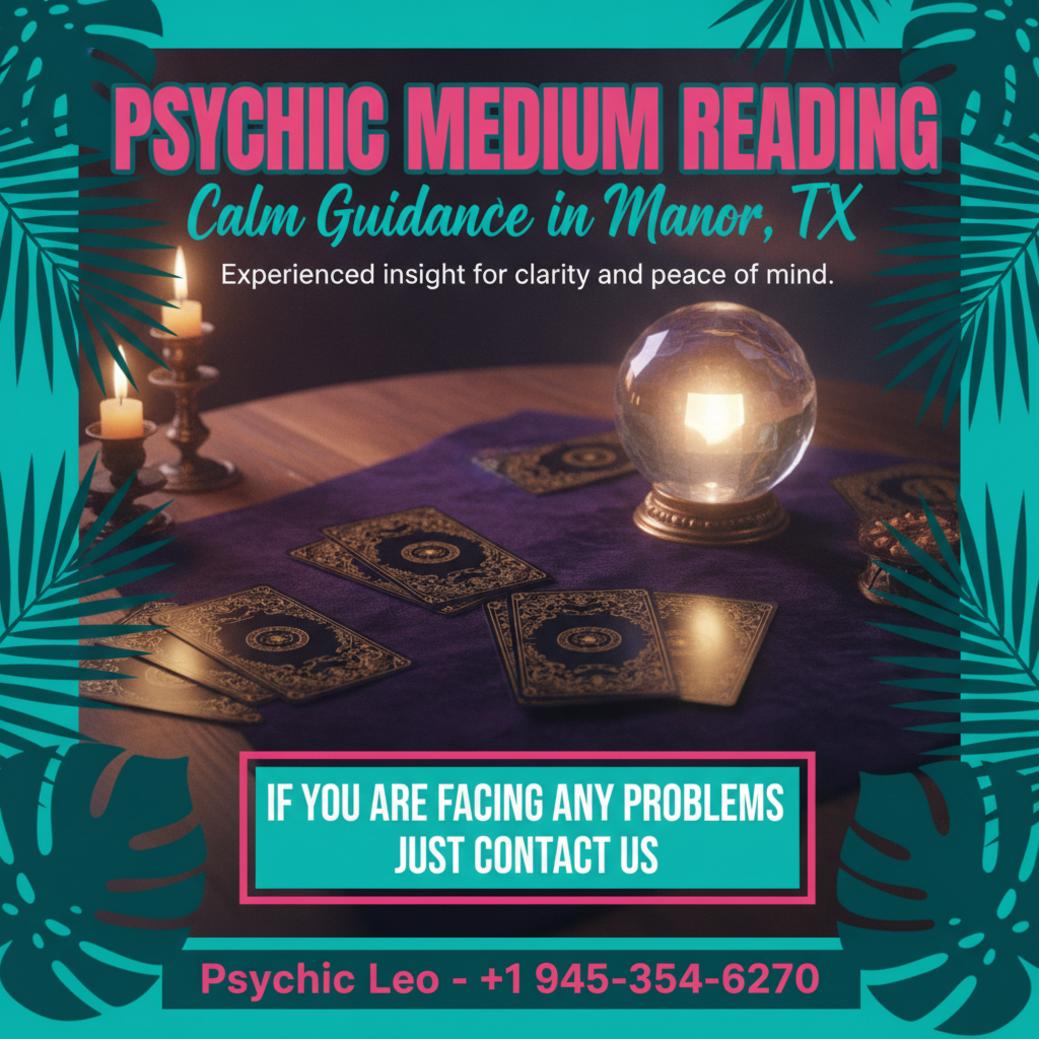 peaceful psychic medium reading setup with tarot cards and crystal ball in Manor Texas
