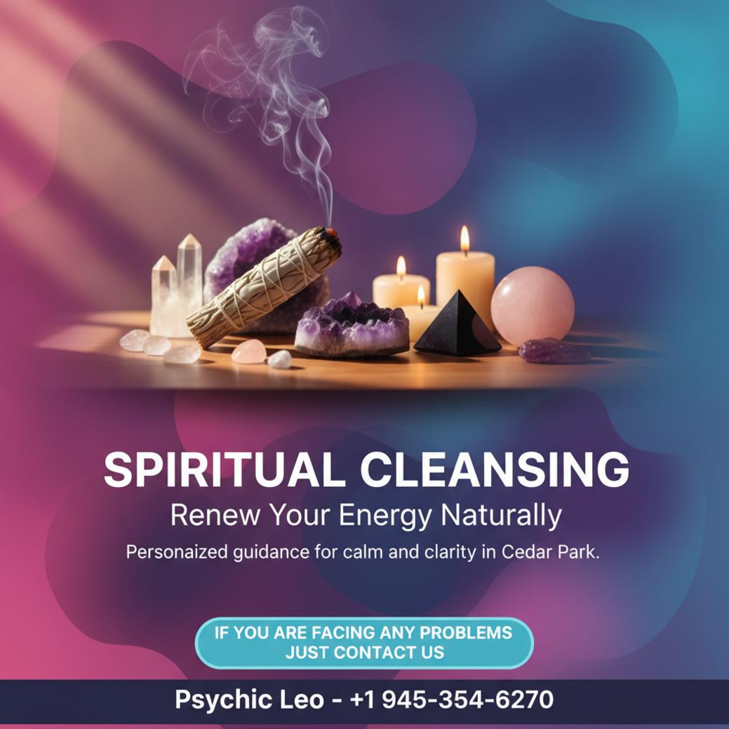 Spiritual cleansing tools with sage and candles in Cedar Park