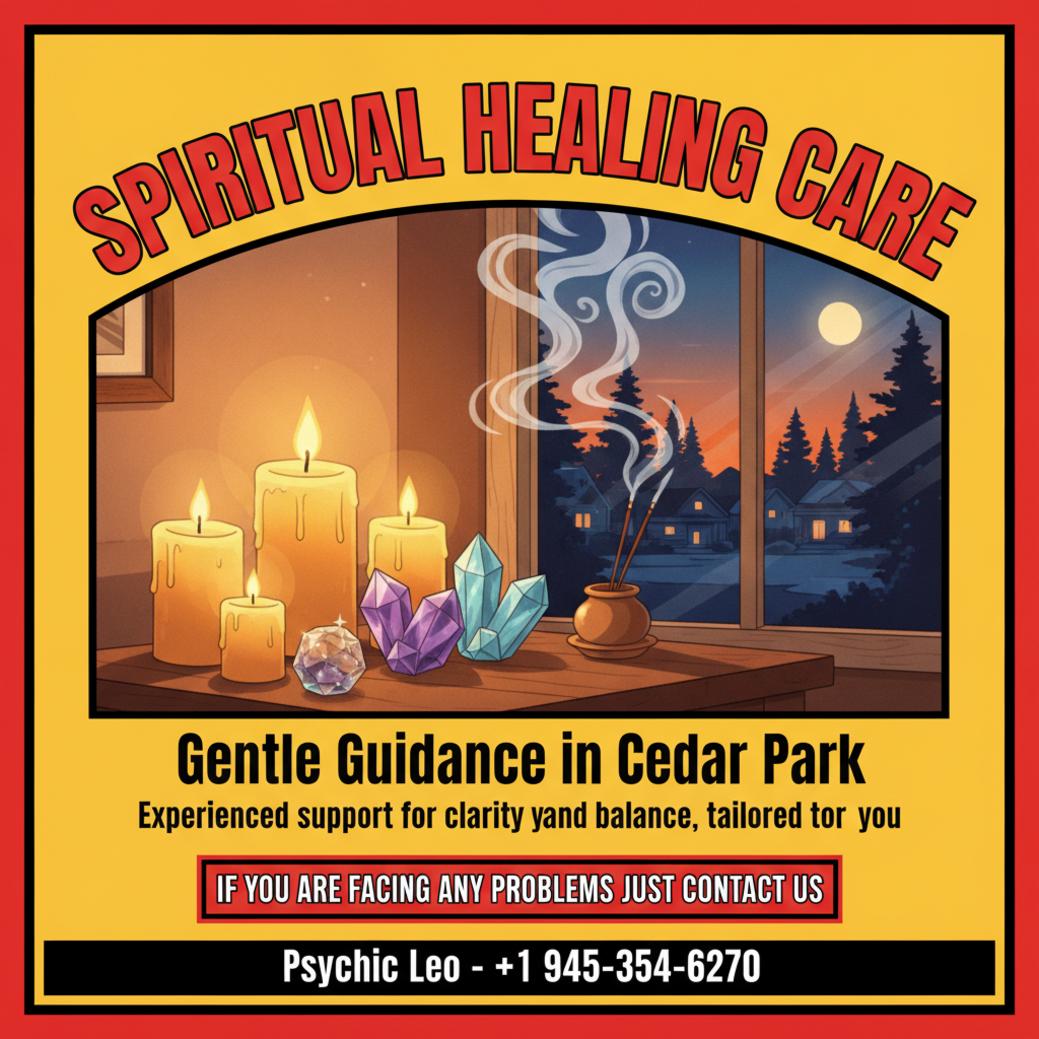 Spiritual healer altar with candles and crystals in Cedar Park, TX