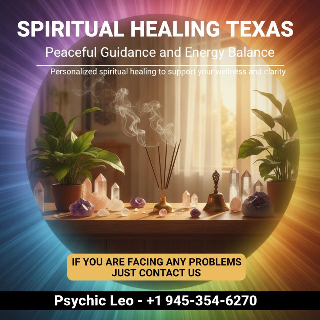 Calm spiritual healing altar with crystals and incense in Texas