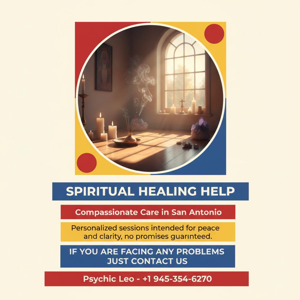 spiritual healing altar with candles and crystals in San Antonio room