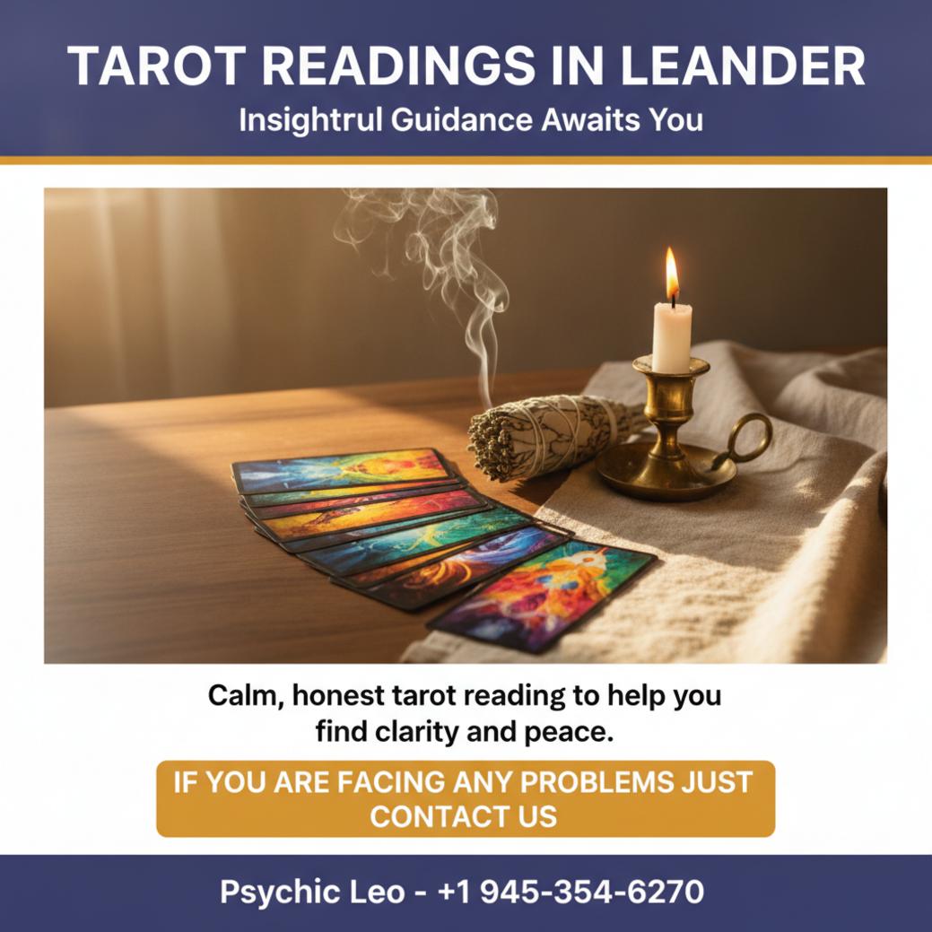 tarot card reading with tarot deck and sage in Leander, TX setting